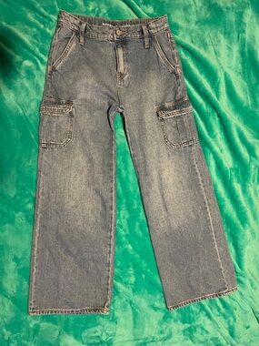 Old Navy Girl’s Baggy Wide Leg Cargo Denim Jeans Size 12